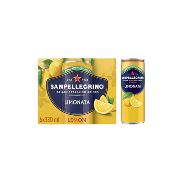 San Pellegrino Lemon Soft Drink 6 x 330ml Multipack – Sparkling Italian Lemonade – Indian Grocery UK